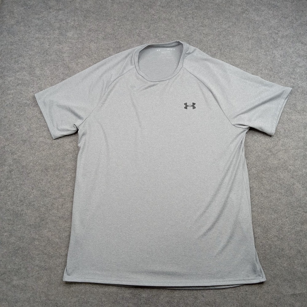 Under Armour Shirt Mens Large Gray Tech Tee Short Sleeve Athletic Training Top